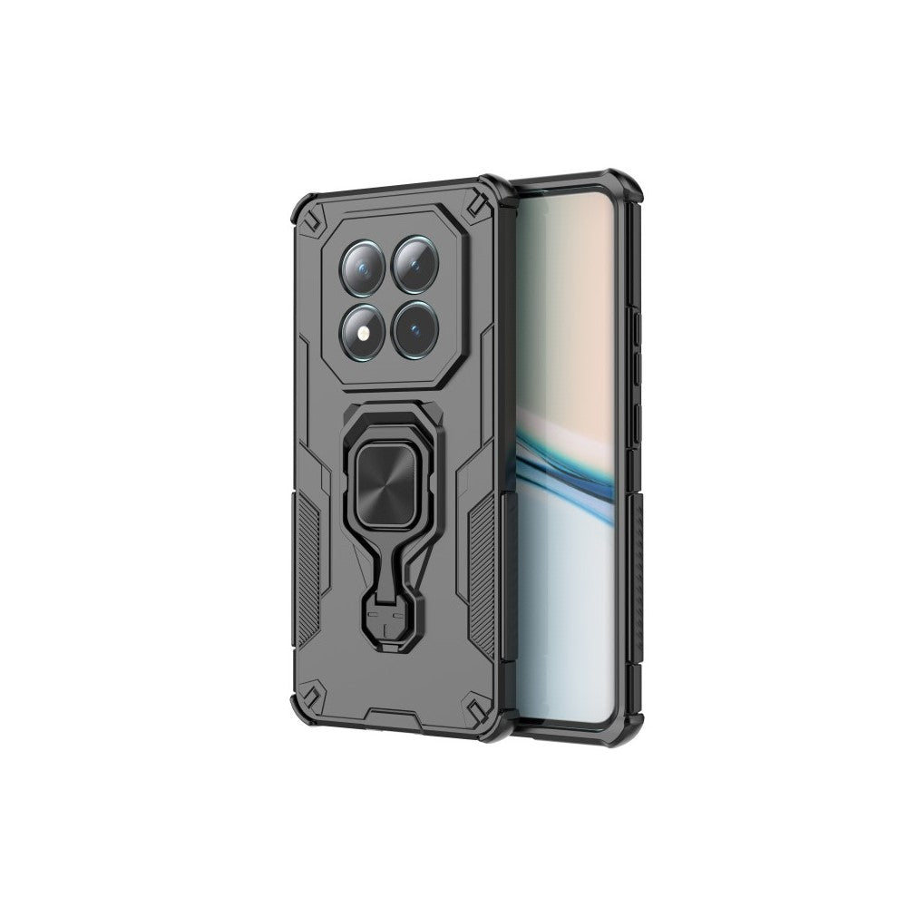 For Xiaomi Poco M8 5G / Redmi Note 15 5G (Global) Phone Case WANLONFENG PC TPU Back Cover Kickstand with Tempered Glass - Black