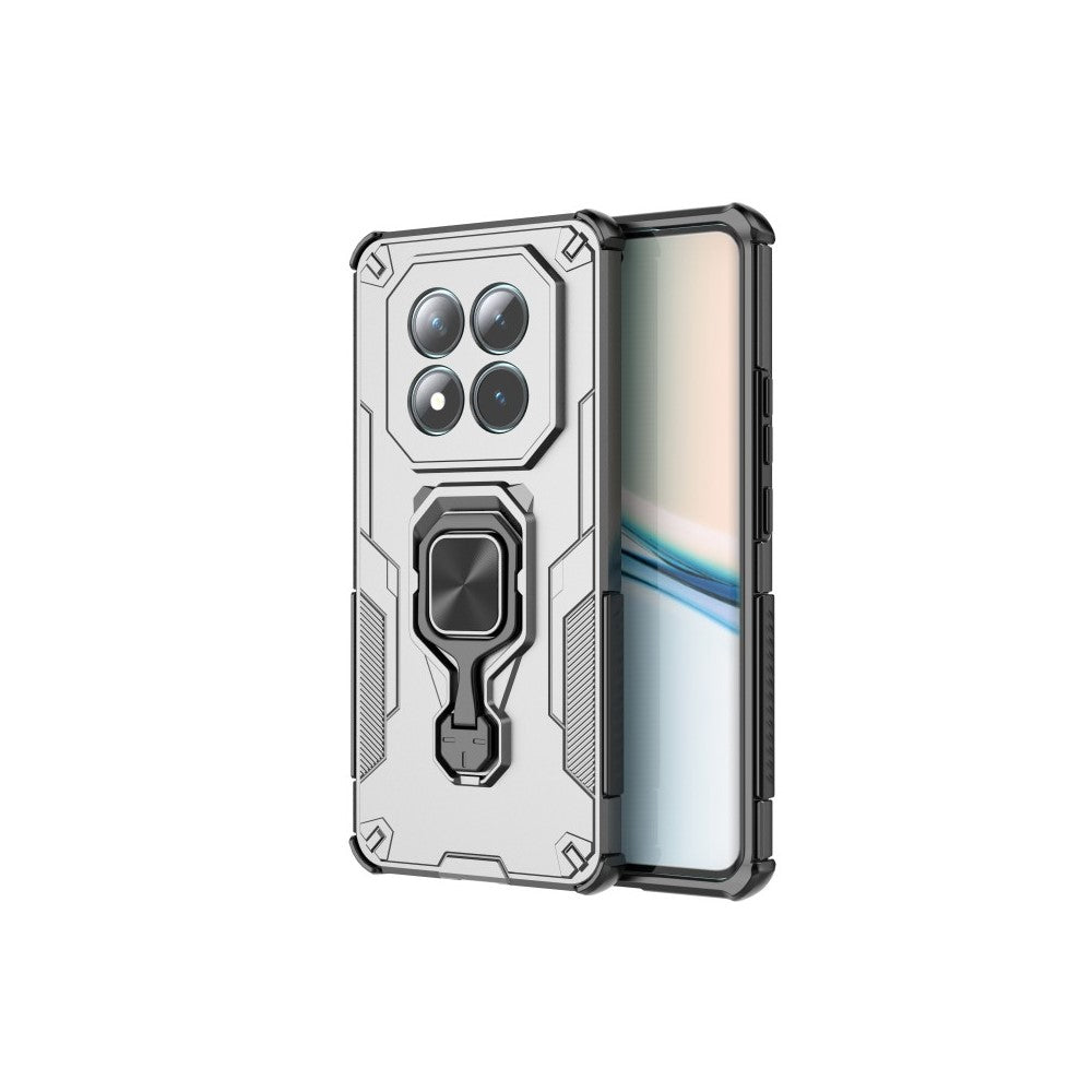 For Xiaomi Poco M8 5G / Redmi Note 15 5G (Global) Phone Case WANLONFENG PC TPU Back Cover Kickstand with Tempered Glass - Grey
