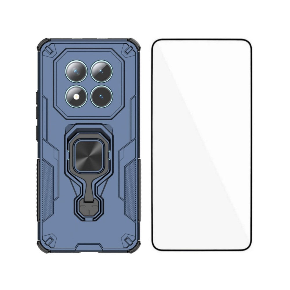 For Xiaomi Poco M8 5G / Redmi Note 15 5G (Global) Phone Case WANLONFENG PC TPU Back Cover Kickstand with Tempered Glass - Blue