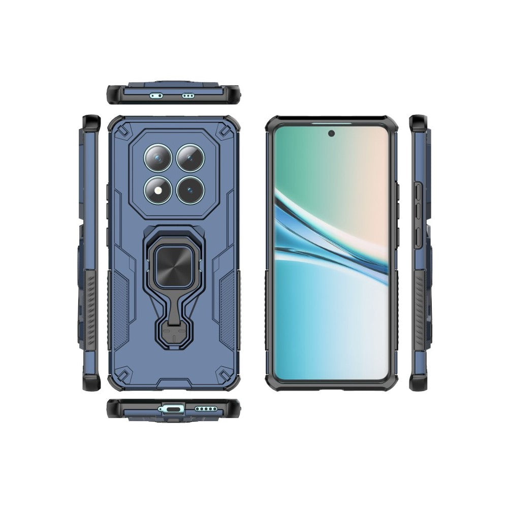 For Xiaomi Poco M8 5G / Redmi Note 15 5G (Global) Phone Case WANLONFENG PC TPU Back Cover Kickstand with Tempered Glass - Blue