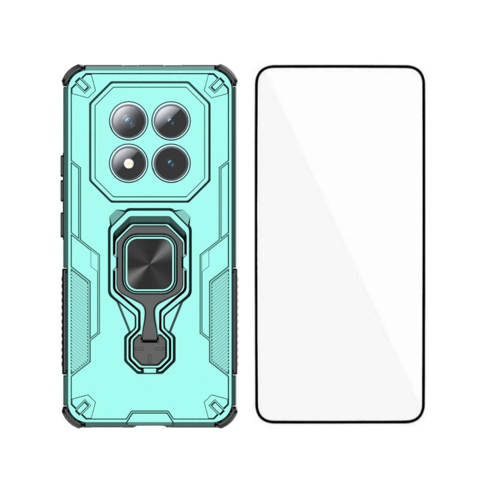 For Xiaomi Poco M8 5G / Redmi Note 15 5G (Global) Phone Case WANLONFENG PC TPU Back Cover Kickstand with Tempered Glass - Green