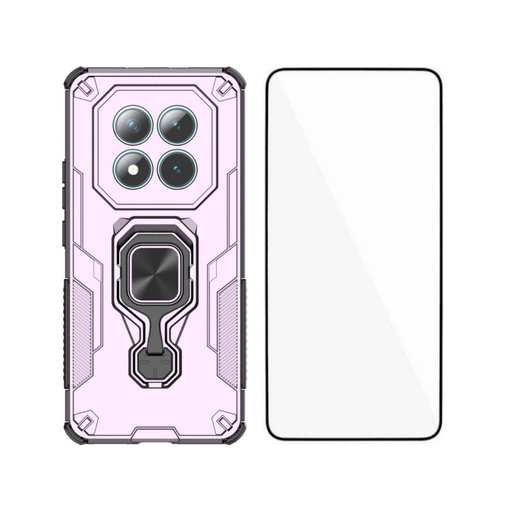 For Xiaomi Poco M8 5G / Redmi Note 15 5G (Global) Phone Case WANLONFENG PC TPU Back Cover Kickstand with Tempered Glass - Purple