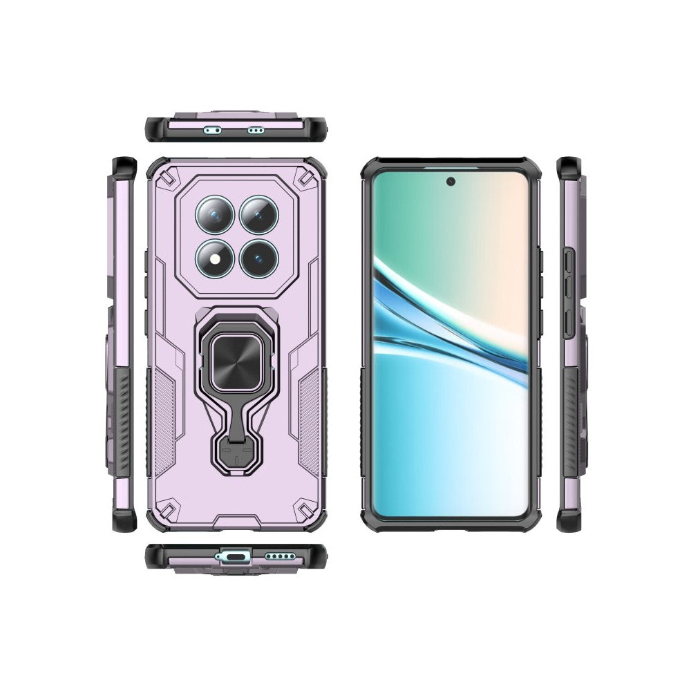 For Xiaomi Poco M8 5G / Redmi Note 15 5G (Global) Phone Case WANLONFENG PC TPU Back Cover Kickstand with Tempered Glass - Purple