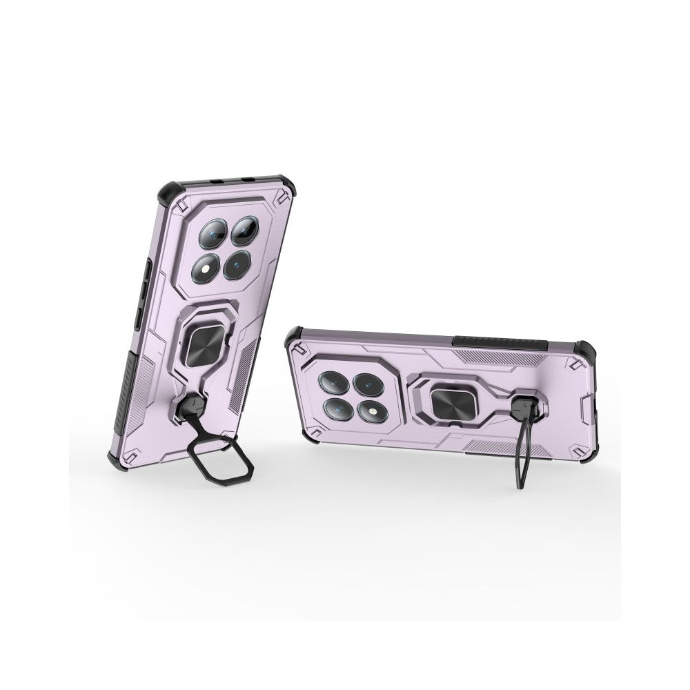 For Xiaomi Poco M8 5G / Redmi Note 15 5G (Global) Phone Case WANLONFENG PC TPU Back Cover Kickstand with Tempered Glass - Purple