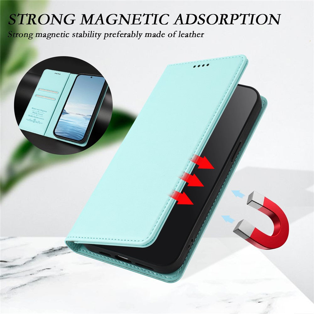 For Xiaomi Redmi Note 15 Pro 5G (Global) Leather Wallet Case Magnetic Closure RFID Blocking Phone Cover - Mint Green