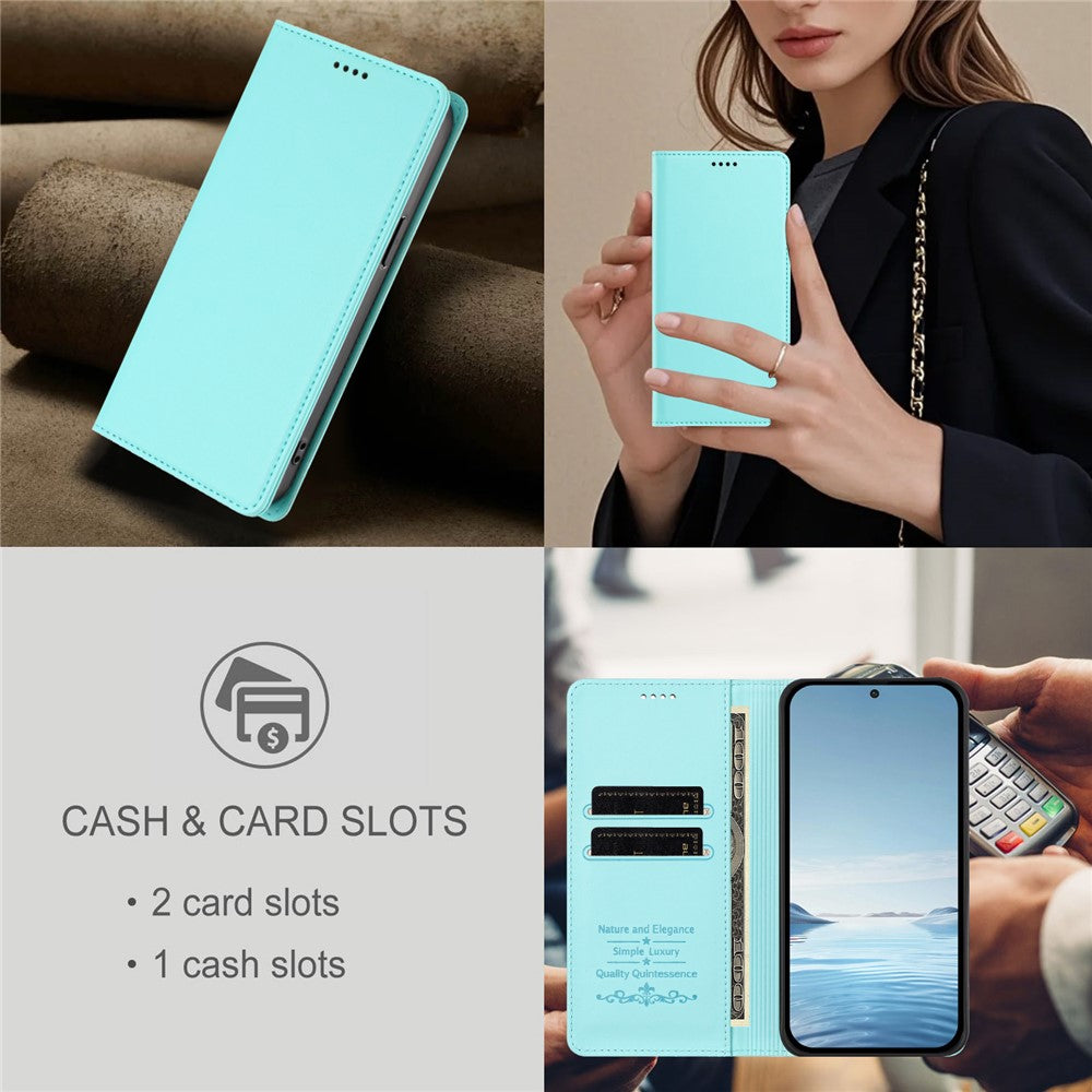 For Xiaomi Redmi Note 15 Pro 5G (Global) Leather Wallet Case Magnetic Closure RFID Blocking Phone Cover - Mint Green
