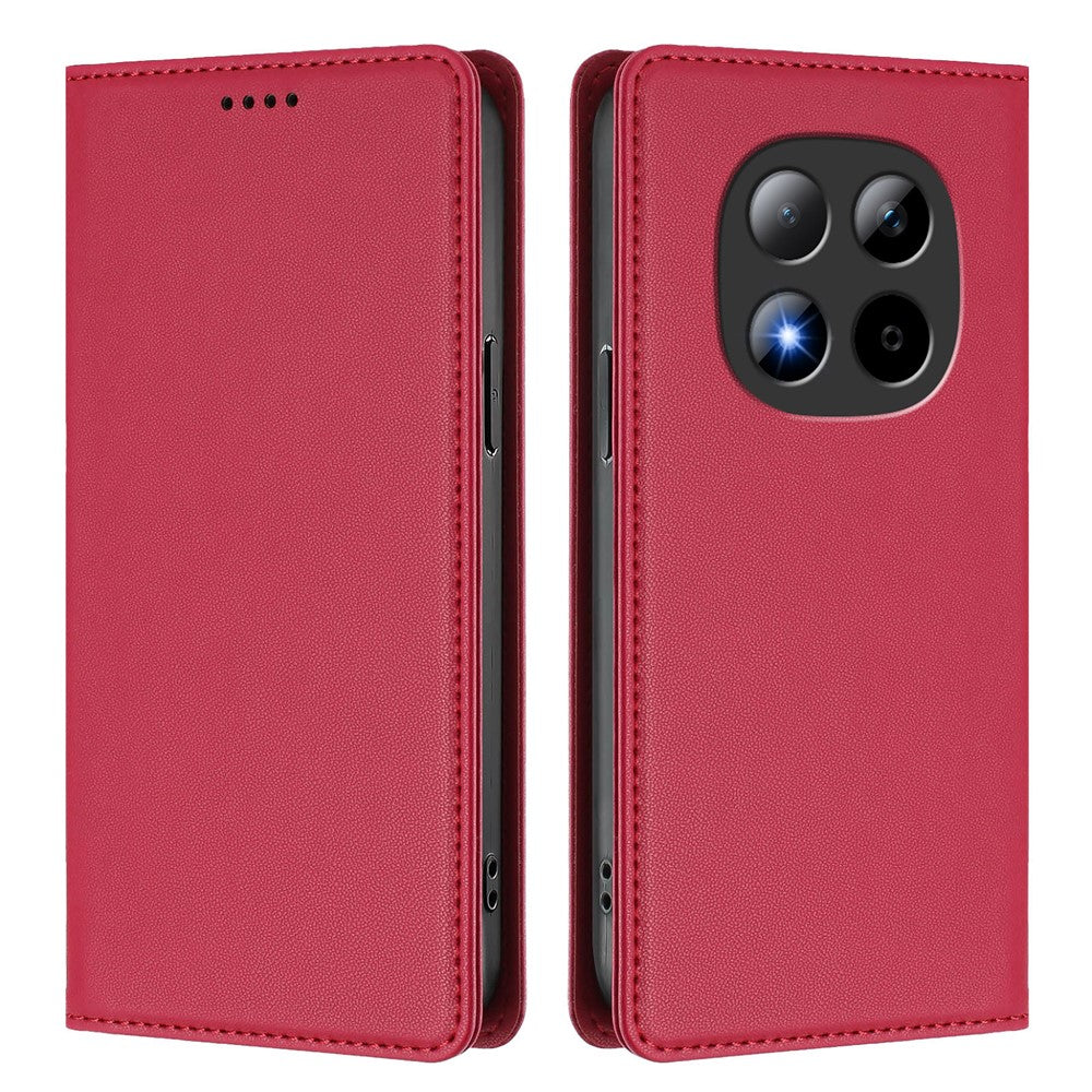 For Xiaomi Redmi Note 15 Pro 5G (Global) Leather Wallet Case Magnetic Closure RFID Blocking Phone Cover - Red
