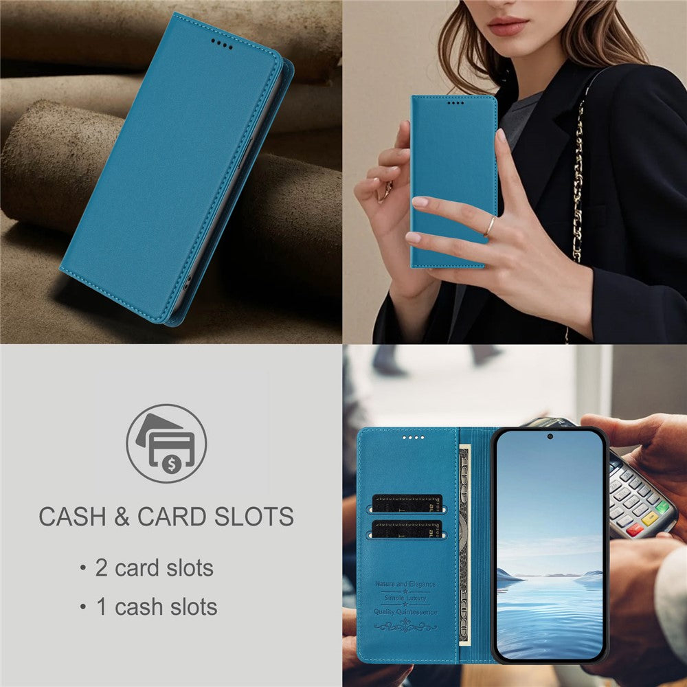 For Xiaomi Redmi Note 15 Pro 5G (Global) Leather Wallet Case Magnetic Closure RFID Blocking Phone Cover - Lake Blue
