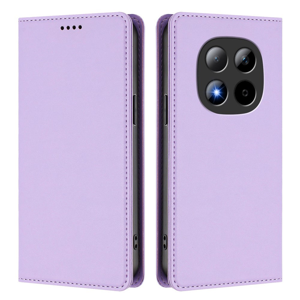 For Xiaomi Redmi Note 15 Pro 5G (Global) Leather Wallet Case Magnetic Closure RFID Blocking Phone Cover - Light Purple