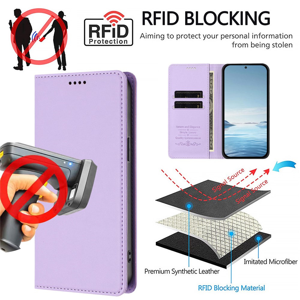 For Xiaomi Redmi Note 15 Pro 5G (Global) Leather Wallet Case Magnetic Closure RFID Blocking Phone Cover - Light Purple
