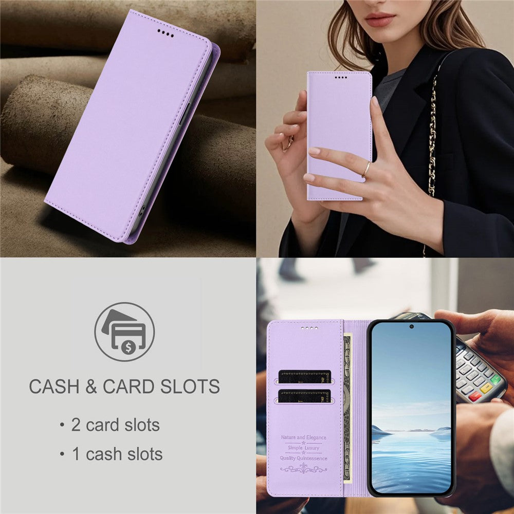 For Xiaomi Redmi Note 15 Pro 5G (Global) Leather Wallet Case Magnetic Closure RFID Blocking Phone Cover - Light Purple