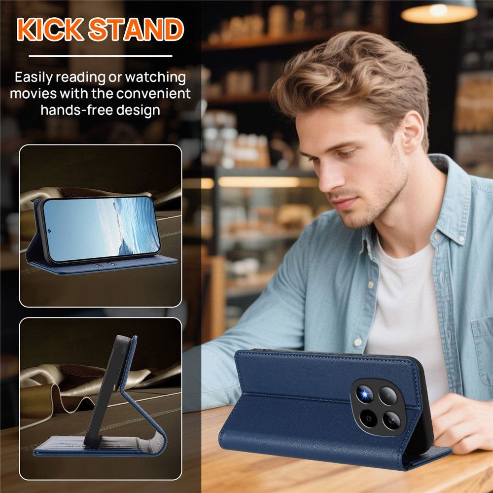For Xiaomi Redmi Note 15 Pro 5G (Global) Leather Wallet Case Magnetic Closure RFID Blocking Phone Cover - Dark Blue
