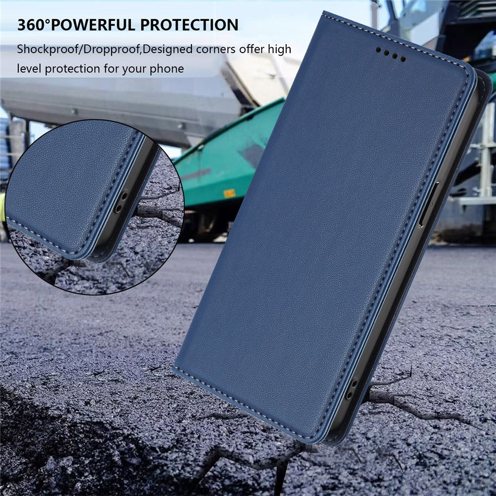 For Xiaomi Redmi Note 15 Pro 5G (Global) Leather Wallet Case Magnetic Closure RFID Blocking Phone Cover - Dark Blue