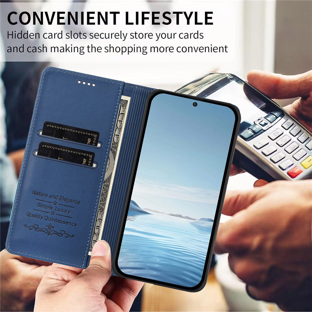 For Xiaomi Redmi Note 15 Pro 5G (Global) Leather Wallet Case Magnetic Closure RFID Blocking Phone Cover - Dark Blue