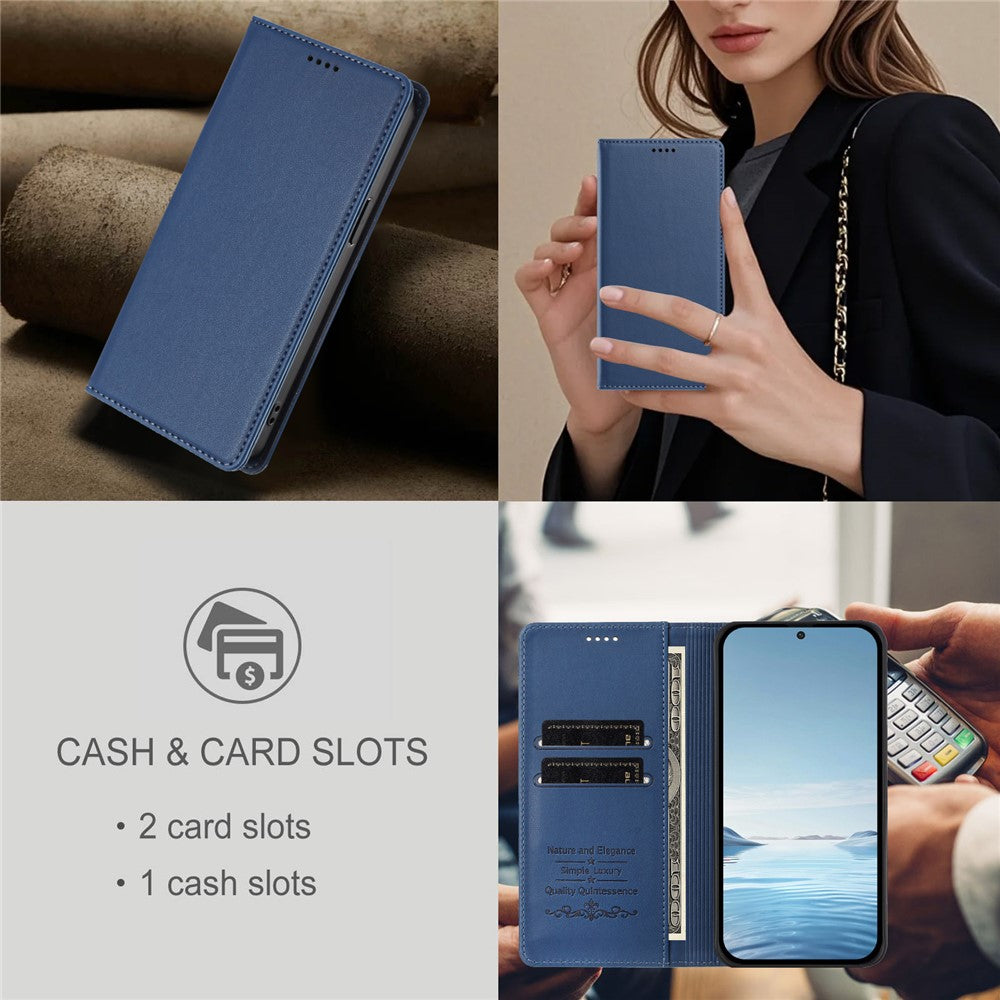 For Xiaomi Redmi Note 15 Pro 5G (Global) Leather Wallet Case Magnetic Closure RFID Blocking Phone Cover - Dark Blue