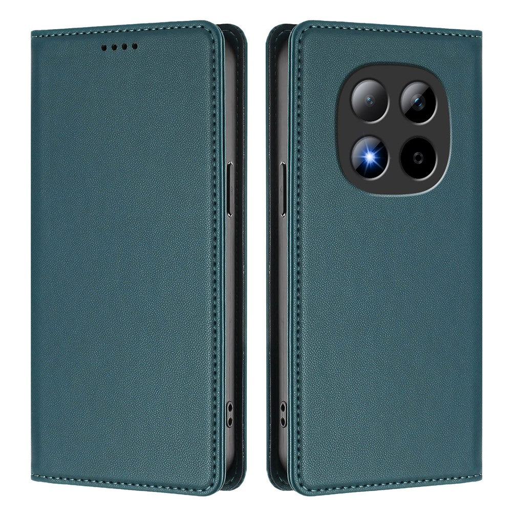 For Xiaomi Redmi Note 15 Pro 5G (Global) Leather Wallet Case Magnetic Closure RFID Blocking Phone Cover - Dark Green