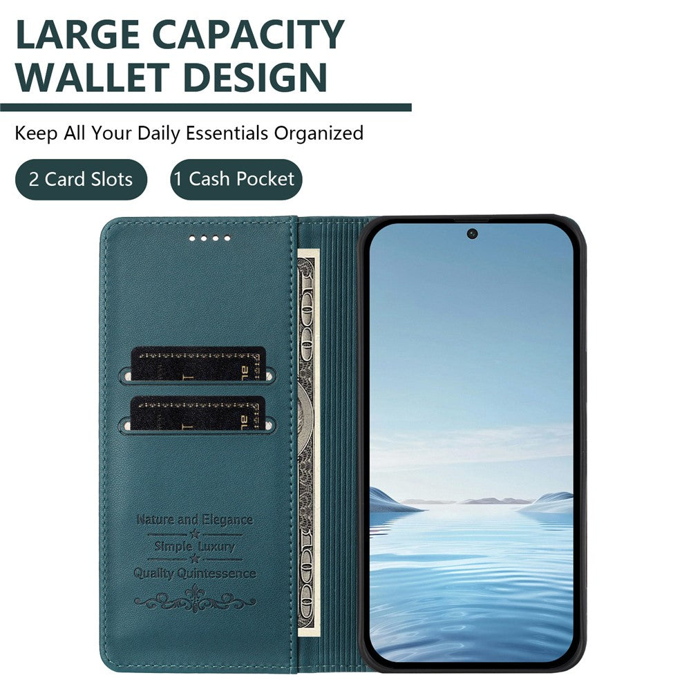 For Xiaomi Redmi Note 15 Pro 5G (Global) Leather Wallet Case Magnetic Closure RFID Blocking Phone Cover - Dark Green