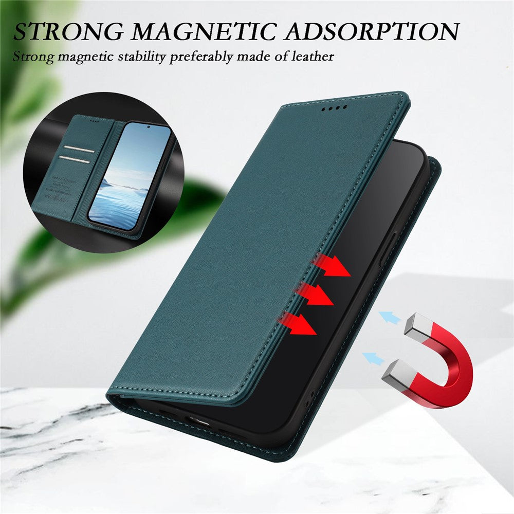 For Xiaomi Redmi Note 15 Pro 5G (Global) Leather Wallet Case Magnetic Closure RFID Blocking Phone Cover - Dark Green