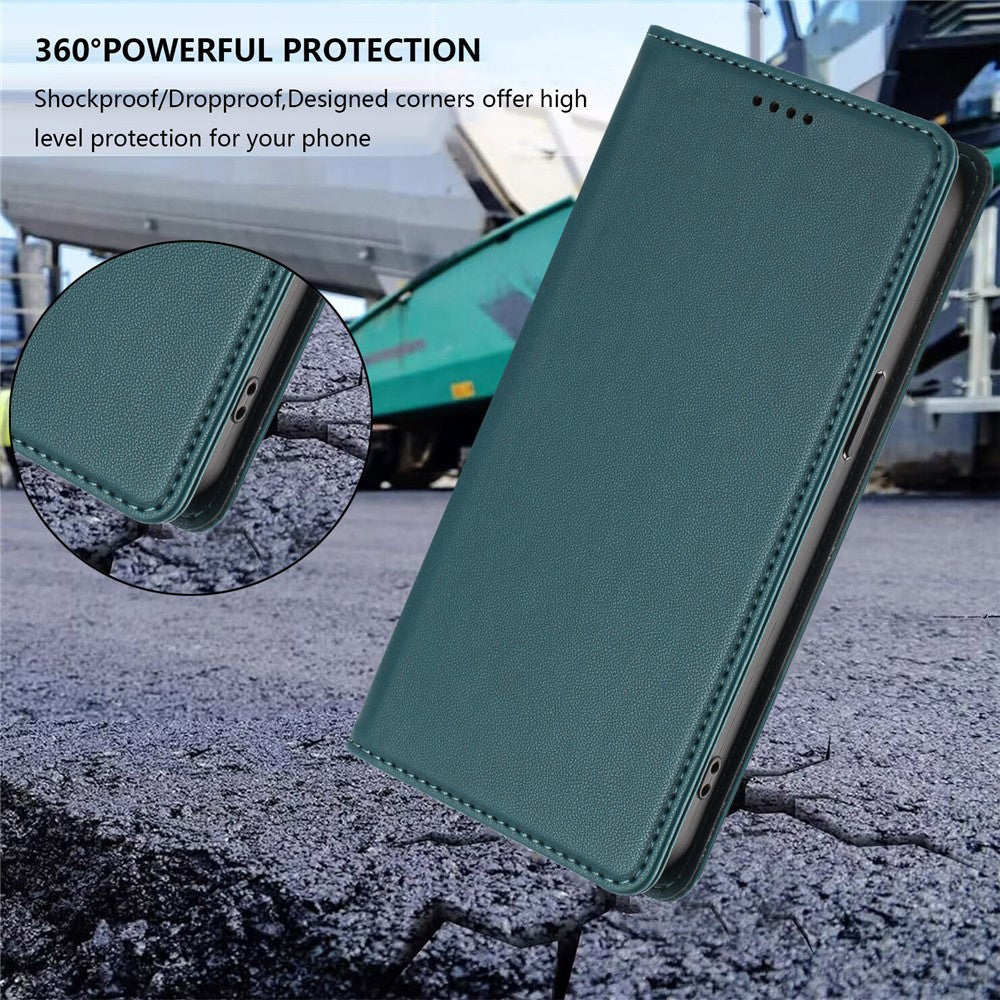 For Xiaomi Redmi Note 15 Pro 5G (Global) Leather Wallet Case Magnetic Closure RFID Blocking Phone Cover - Dark Green