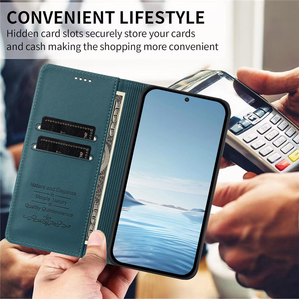 For Xiaomi Redmi Note 15 Pro 5G (Global) Leather Wallet Case Magnetic Closure RFID Blocking Phone Cover - Dark Green