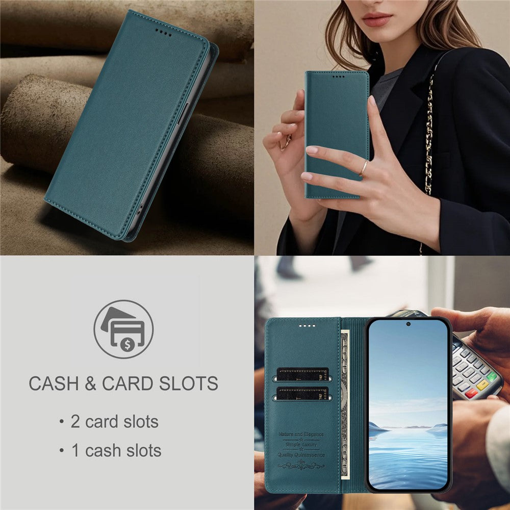 For Xiaomi Redmi Note 15 Pro 5G (Global) Leather Wallet Case Magnetic Closure RFID Blocking Phone Cover - Dark Green