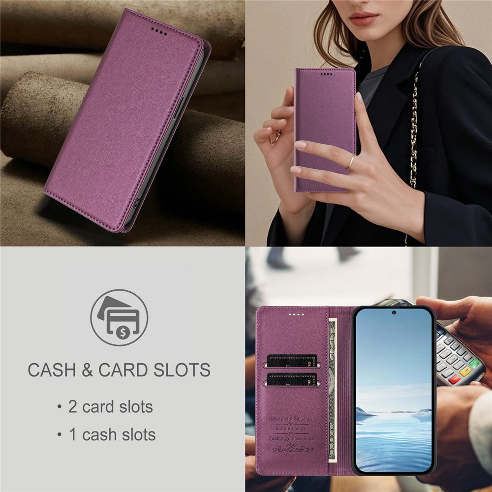 For Xiaomi Redmi Note 15 Pro 5G (Global) Leather Wallet Case Magnetic Closure RFID Blocking Phone Cover - Purple