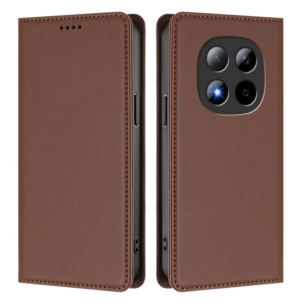 For Xiaomi Redmi Note 15 Pro 5G (Global) Leather Wallet Case Magnetic Closure RFID Blocking Phone Cover - Brown