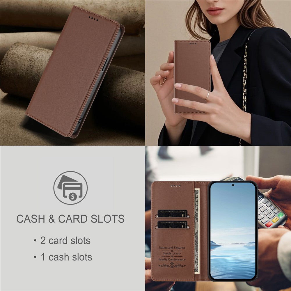 For Xiaomi Redmi Note 15 Pro 5G (Global) Leather Wallet Case Magnetic Closure RFID Blocking Phone Cover - Brown
