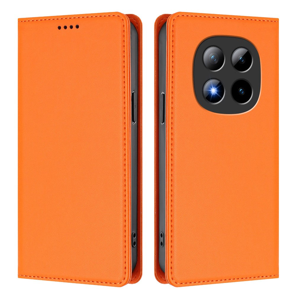For Xiaomi Poco M8 Pro 5G / Redmi Note 15 Pro+ 5G (Global) Leather Wallet Case Magnetic Closure RFID Blocking Phone Cover - Orange