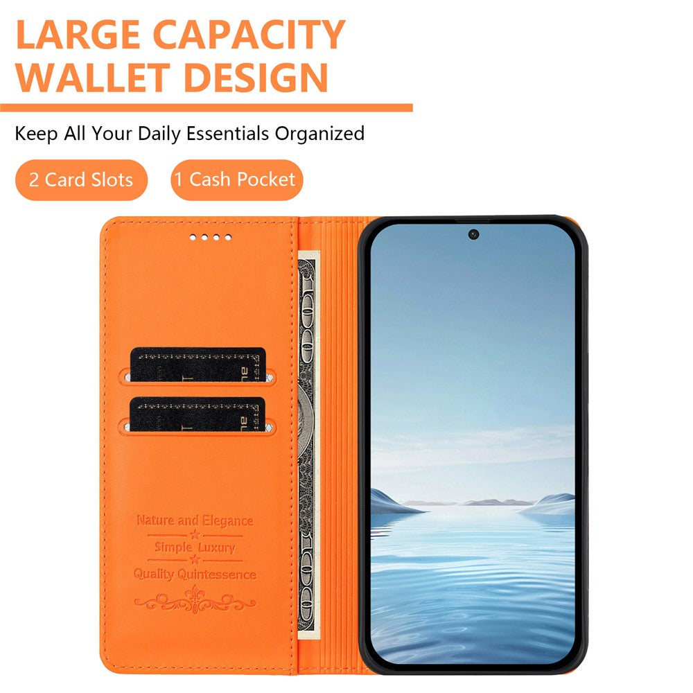 For Xiaomi Poco M8 Pro 5G / Redmi Note 15 Pro+ 5G (Global) Leather Wallet Case Magnetic Closure RFID Blocking Phone Cover - Orange