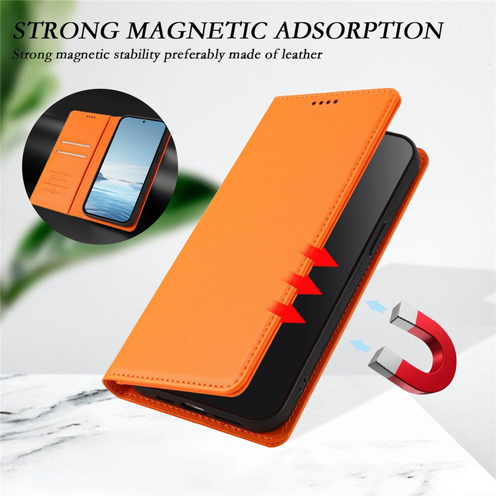 For Xiaomi Poco M8 Pro 5G / Redmi Note 15 Pro+ 5G (Global) Leather Wallet Case Magnetic Closure RFID Blocking Phone Cover - Orange