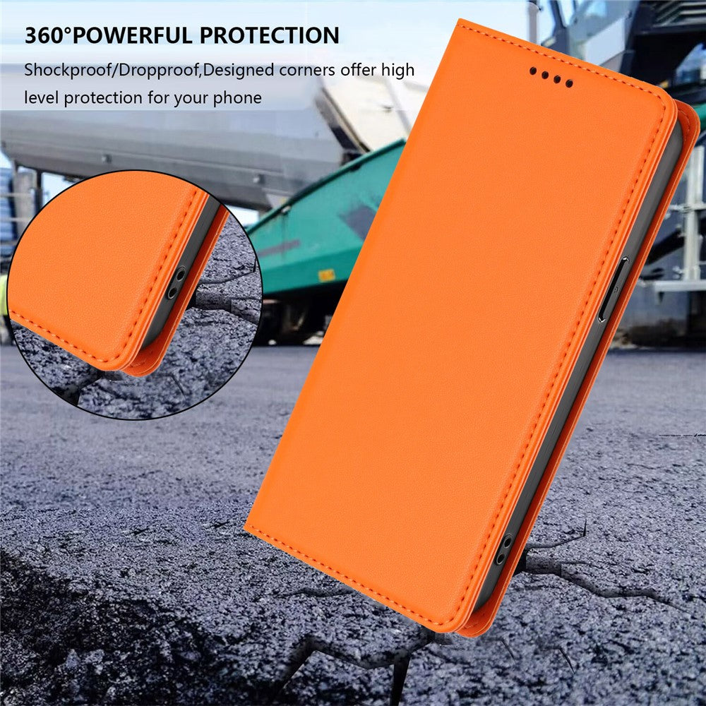 For Xiaomi Poco M8 Pro 5G / Redmi Note 15 Pro+ 5G (Global) Leather Wallet Case Magnetic Closure RFID Blocking Phone Cover - Orange