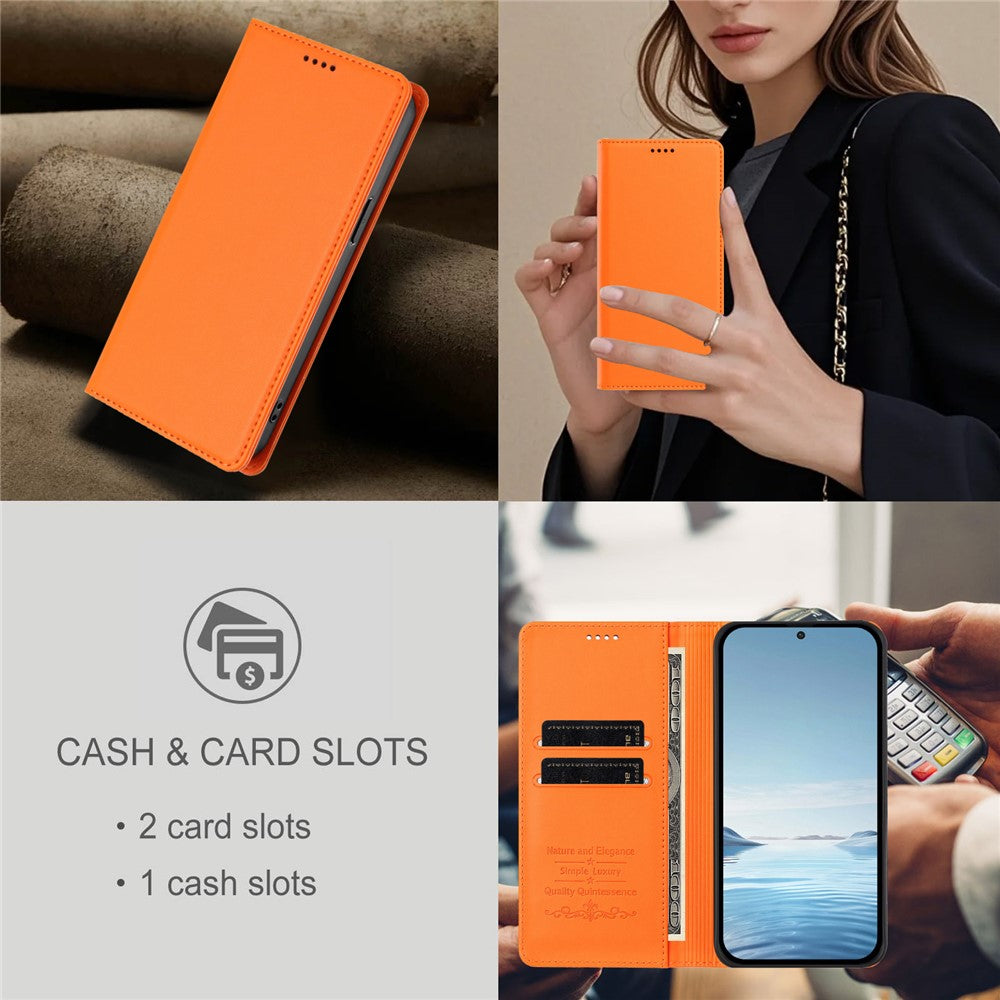 For Xiaomi Poco M8 Pro 5G / Redmi Note 15 Pro+ 5G (Global) Leather Wallet Case Magnetic Closure RFID Blocking Phone Cover - Orange
