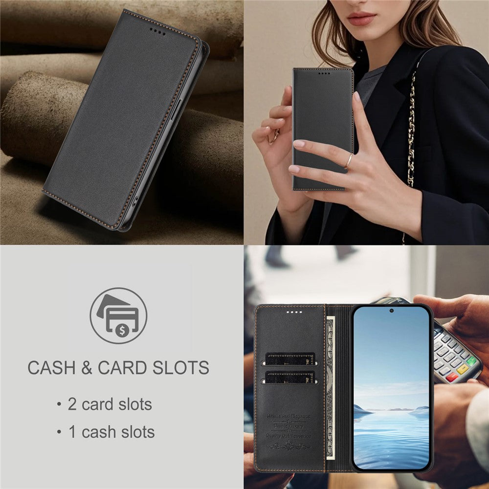 For Xiaomi Poco M8 Pro 5G / Redmi Note 15 Pro+ 5G (Global) Leather Wallet Case Magnetic Closure RFID Blocking Phone Cover - Black