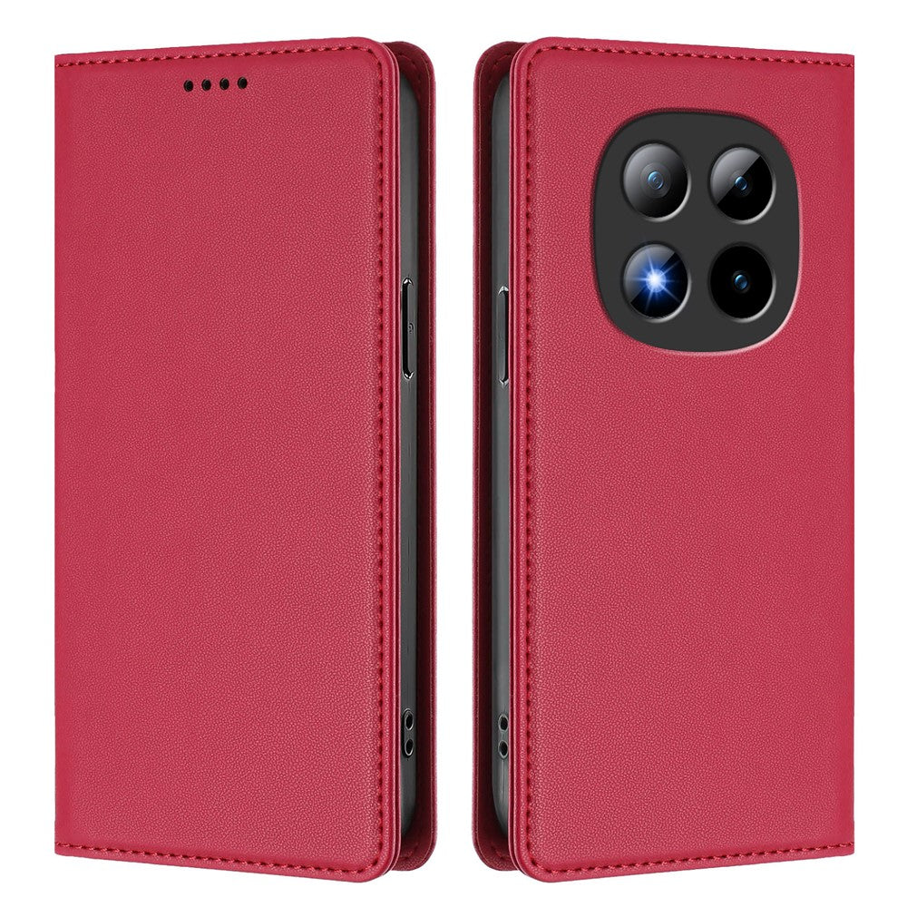For Xiaomi Poco M8 Pro 5G / Redmi Note 15 Pro+ 5G (Global) Leather Wallet Case Magnetic Closure RFID Blocking Phone Cover - Red