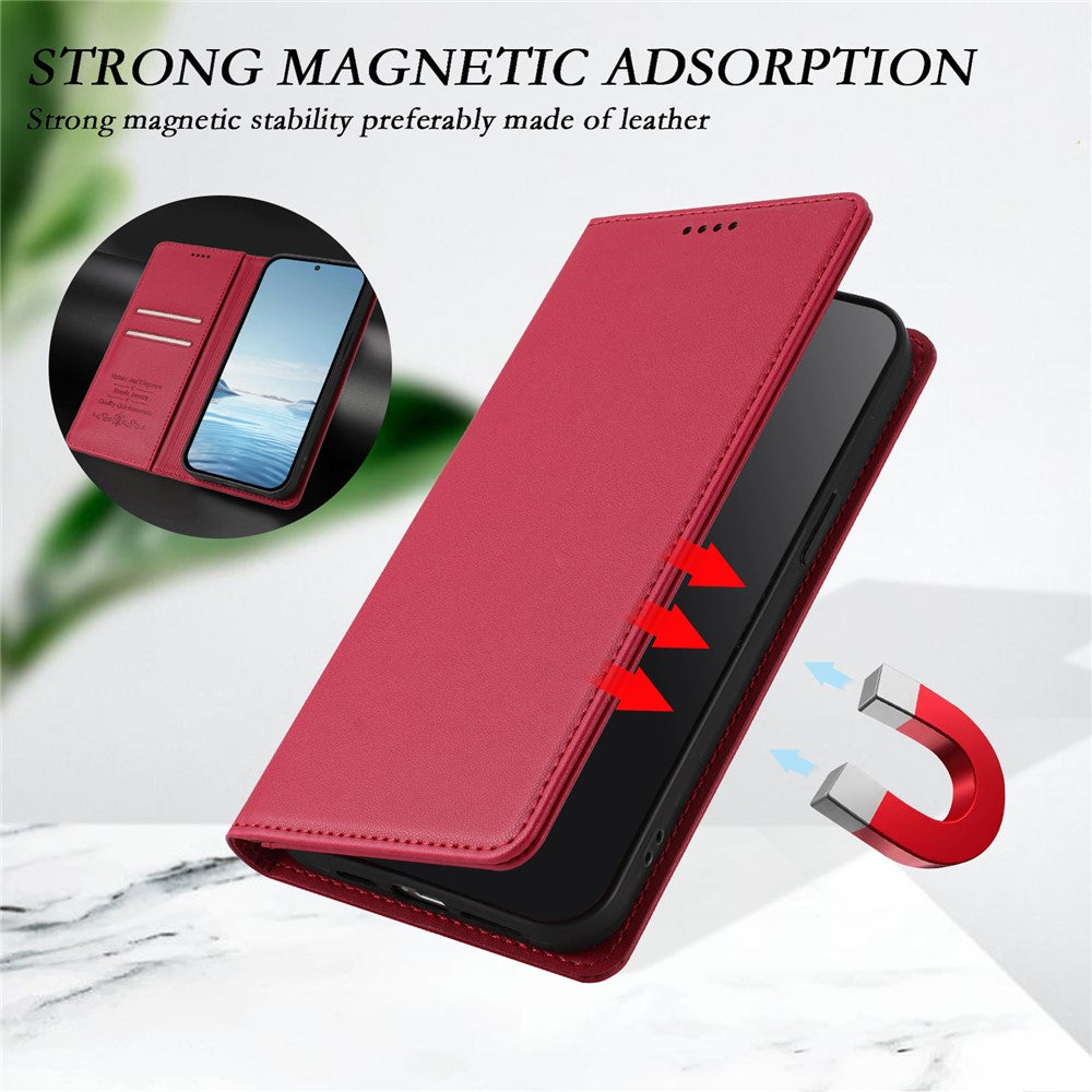 For Xiaomi Poco M8 Pro 5G / Redmi Note 15 Pro+ 5G (Global) Leather Wallet Case Magnetic Closure RFID Blocking Phone Cover - Red
