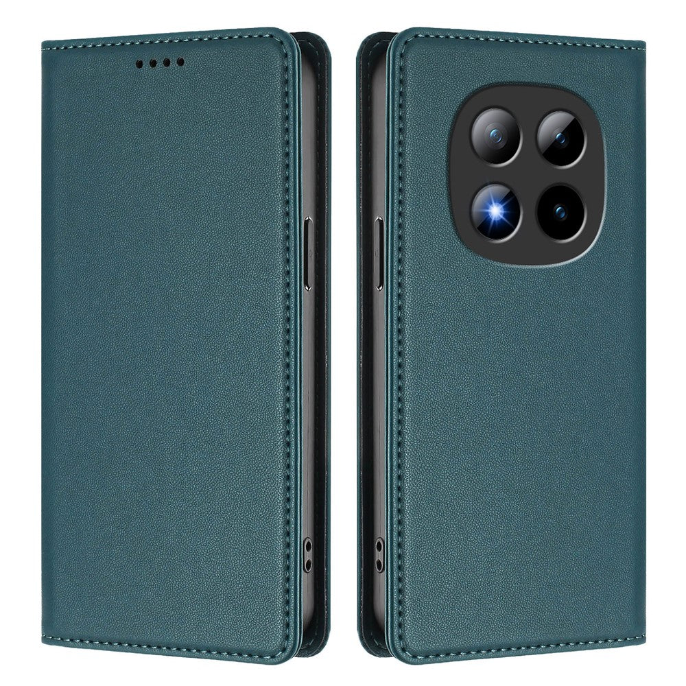 For Xiaomi Poco M8 Pro 5G / Redmi Note 15 Pro+ 5G (Global) Leather Wallet Case Magnetic Closure RFID Blocking Phone Cover - Dark Green