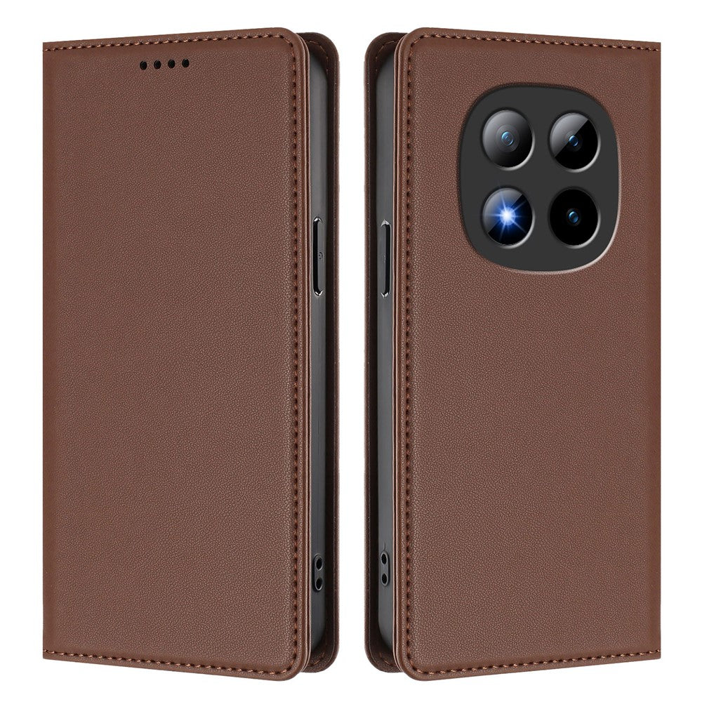 For Xiaomi Poco M8 Pro 5G / Redmi Note 15 Pro+ 5G (Global) Leather Wallet Case Magnetic Closure RFID Blocking Phone Cover - Brown