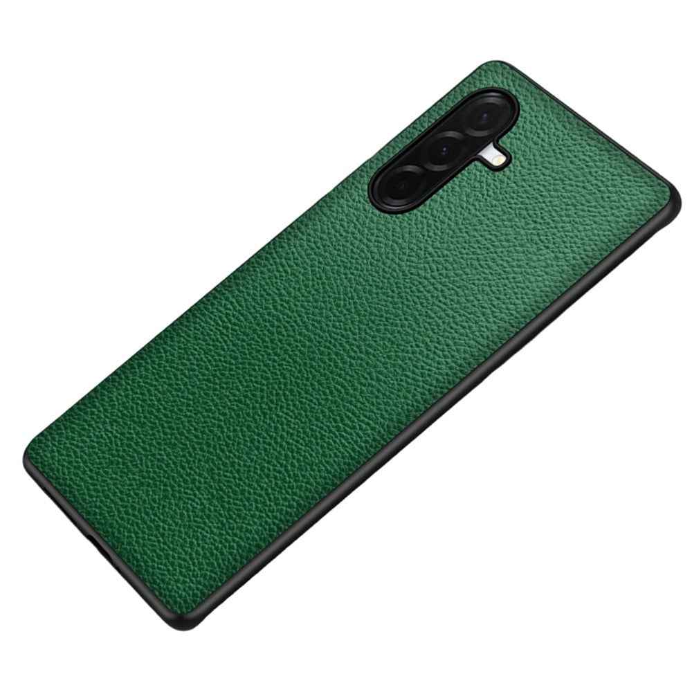 For Samsung Galaxy A57 5G Case Litchi Texture PU Leather Coated PC + TPU Protective Phone Back Cover - Green