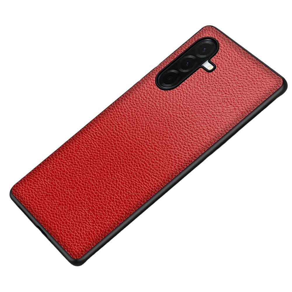 For Samsung Galaxy A57 5G Case Litchi Texture PU Leather Coated PC + TPU Protective Phone Back Cover - Red