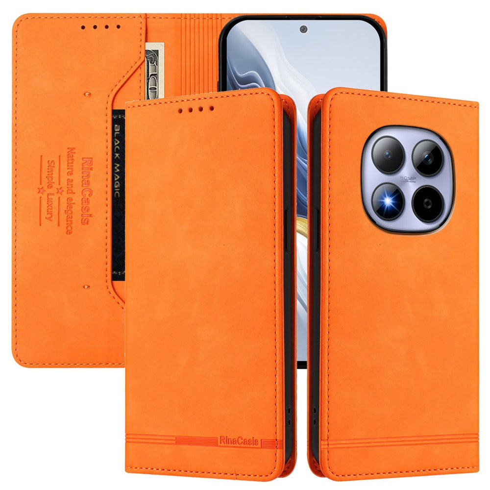 RINACASIS RC23 For Xiaomi Redmi Note 15 Pro 4G (Global) Case RFID Blocking Wallet Stand PU Leather Phone Cover - Orange