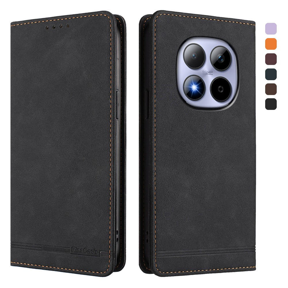 RINACASIS RC23 Phone Case For Xiaomi Poco M8 5G / Redmi Note 15 5G (Global) / 15 4G (Global) RFID Blocking Wallet Stand PU Leather Cover - Black