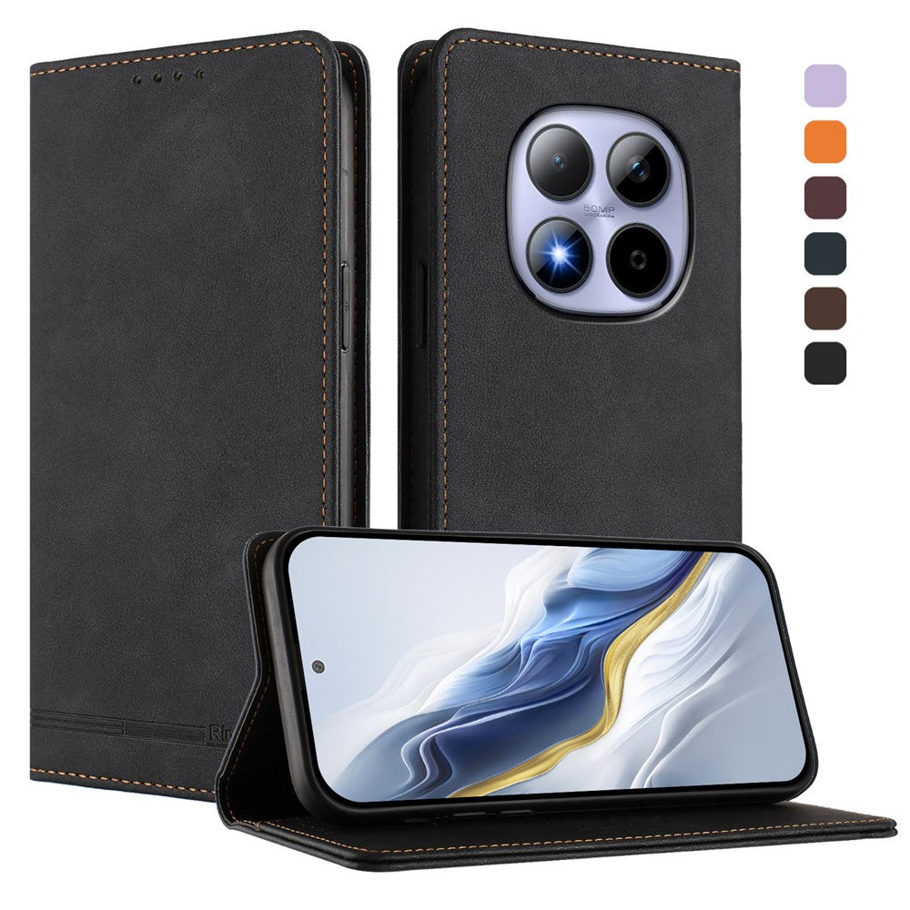 RINACASIS RC23 Phone Case For Xiaomi Poco M8 5G / Redmi Note 15 5G (Global) / 15 4G (Global) RFID Blocking Wallet Stand PU Leather Cover - Black