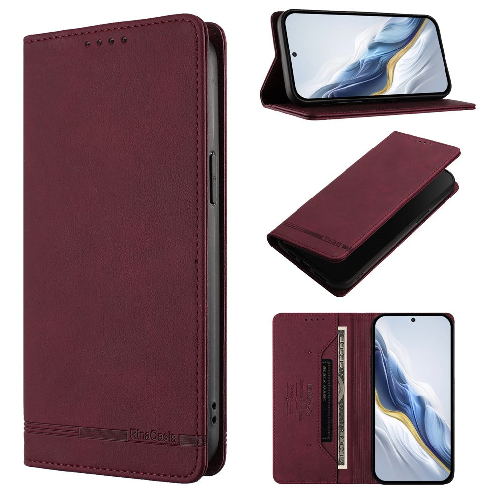 RINACASIS RC23 Phone Case For Xiaomi Poco M8 5G / Redmi Note 15 5G (Global) / 15 4G (Global) RFID Blocking Wallet Stand PU Leather Cover - Wine Red