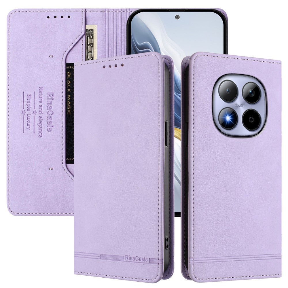 RINACASIS RC23 Phone Case For Xiaomi Poco M8 5G / Redmi Note 15 5G (Global) / 15 4G (Global) RFID Blocking Wallet Stand PU Leather Cover - Light Purple