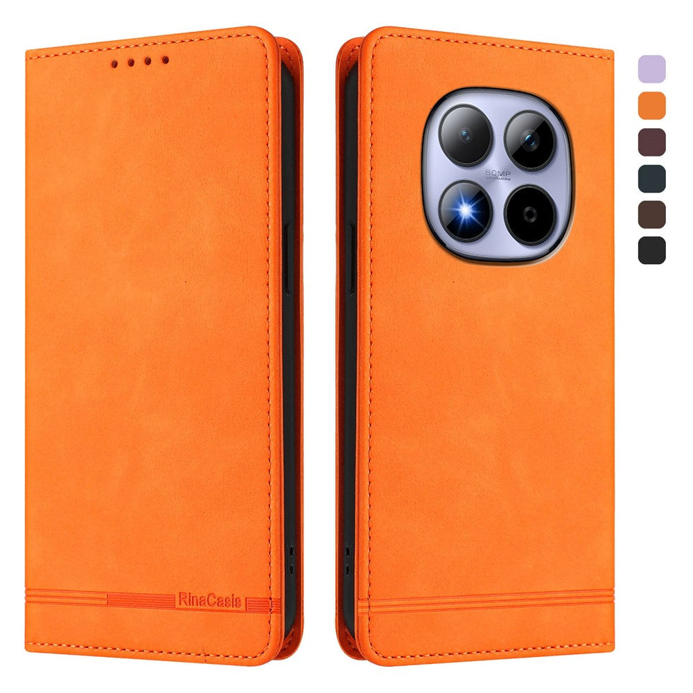RINACASIS RC23 Phone Case For Xiaomi Poco M8 5G / Redmi Note 15 5G (Global) / 15 4G (Global) RFID Blocking Wallet Stand PU Leather Cover - Orange