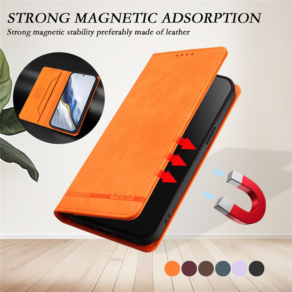 RINACASIS RC23 Phone Case For Xiaomi Poco M8 5G / Redmi Note 15 5G (Global) / 15 4G (Global) RFID Blocking Wallet Stand PU Leather Cover - Orange