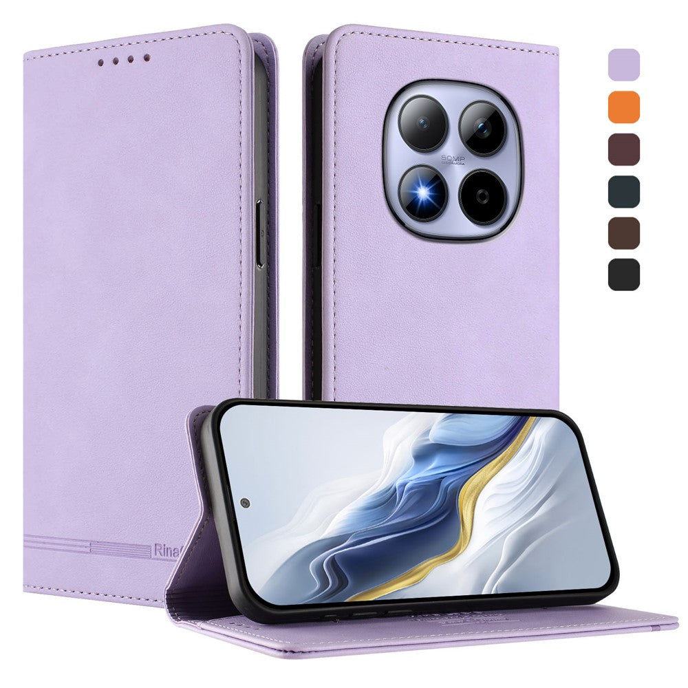 RINACASIS RC23 For Xiaomi Redmi Note 15 Pro 5G (Global) Case RFID Blocking Wallet Stand PU Leather Phone Cover - Light Purple