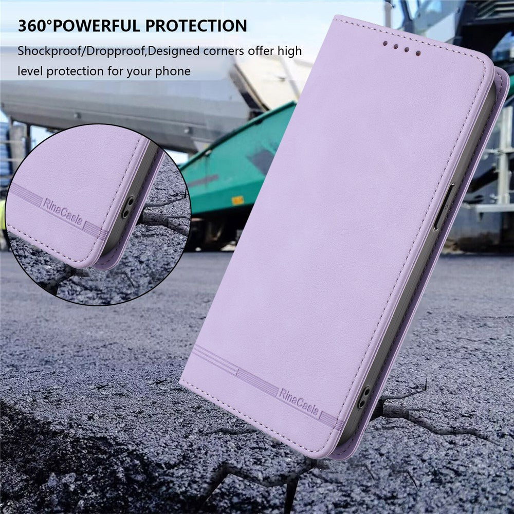 RINACASIS RC23 For Xiaomi Redmi Note 15 Pro 5G (Global) Case RFID Blocking Wallet Stand PU Leather Phone Cover - Light Purple