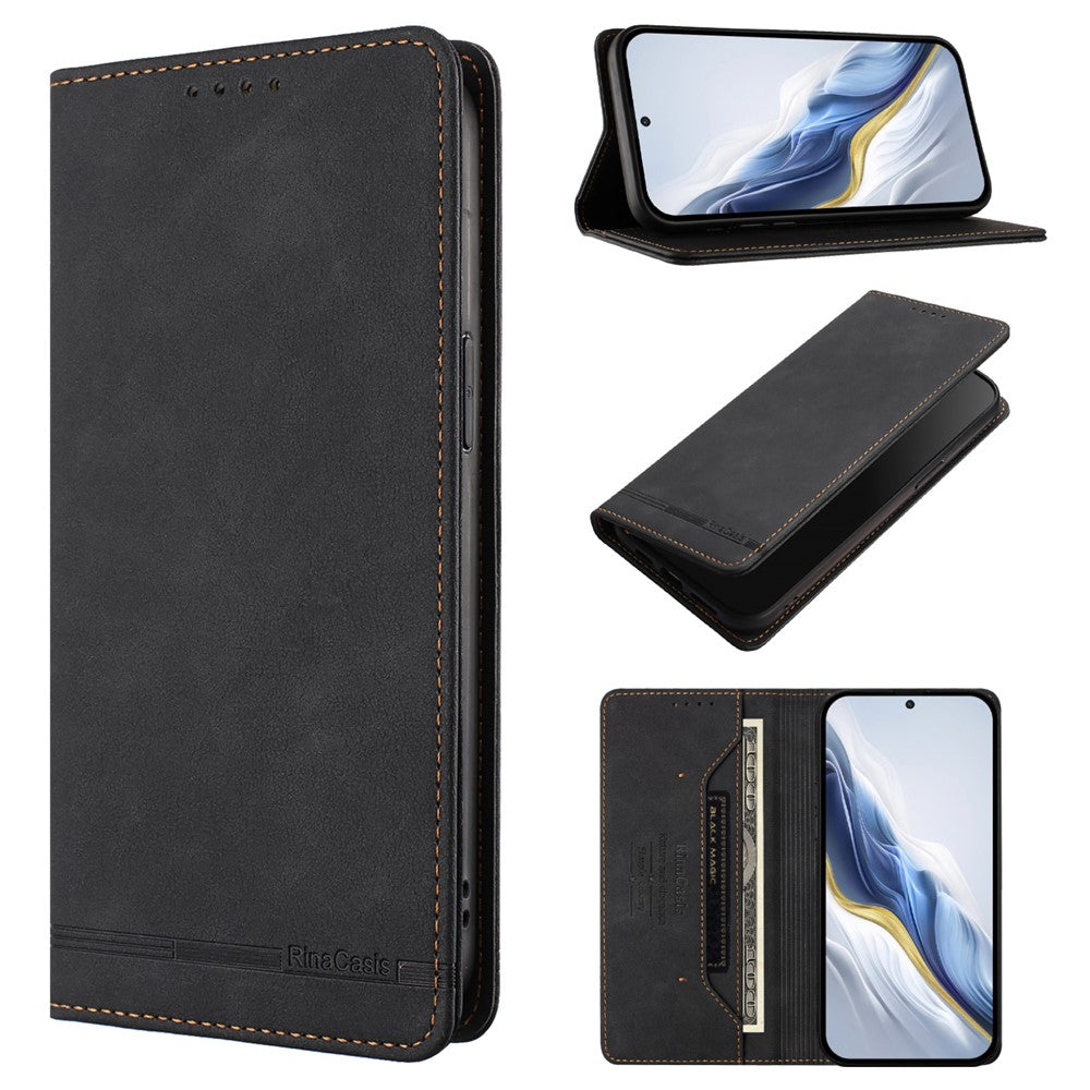 RINACASIS RC23 For Xiaomi Poco M8 Pro 5G / Redmi Note 15 Pro+ 5G (Global) Case RFID Blocking Wallet Stand PU Leather Phone Cover - Black
